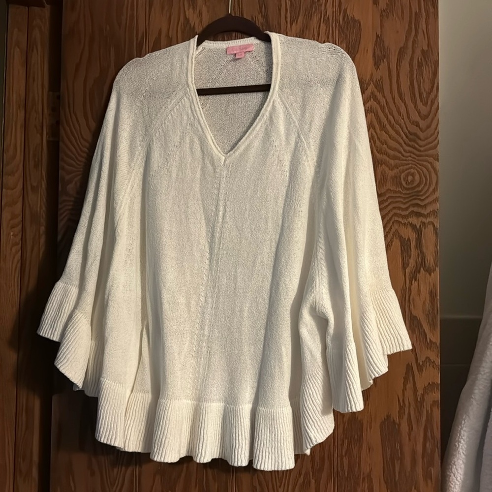 Lilly Pulitzer white shawl vneck size S/M